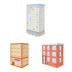 Isolated object of city and build logo. Set of city and apartment stock symbol for web.