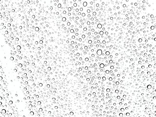 Abstract of water droplets on the glass with white background.