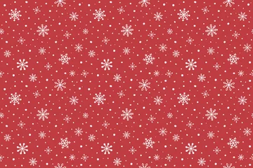 Gardinen Minimalistisches Wintermuster mit handgezeichneten Schneeflocken. Weihnachtshintergrund. Vektor © One Pixel Studio