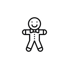 Gingerbread man thin icon on white background. Vector illustration on white background.