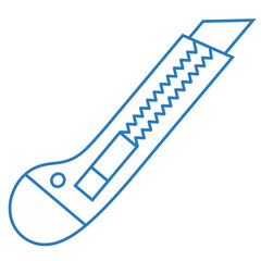 stationery knife, blue vector icon on a white isolated background