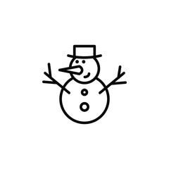 Snowman line thin icon on white background. Vector illustration eps10.