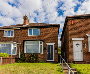 semi detached terraced house built of brick