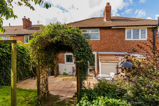 Back Garden Of Suburban Semi Detached House England Uk