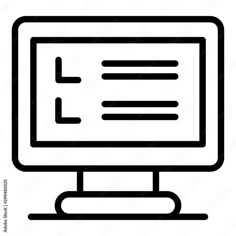 Poster inventory computer monitor icon. outline inventory computer monitor vector icon for web design isola