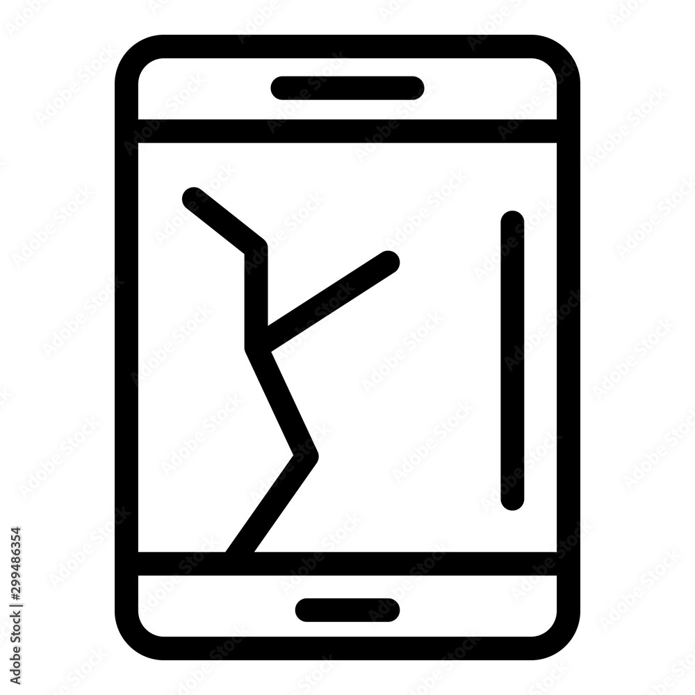 Poster broken display smartphone icon. outline broken display smartphone vector icon for web design isolate