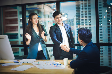 Business cooperation A group of business people showing cooperative relationships