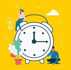 Modern vector illustration concept of time management and creative thinking in flat design
