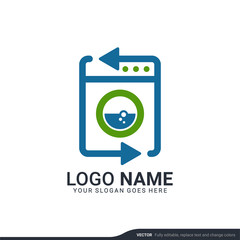 Modern laundry services logo design. Editable logo design
