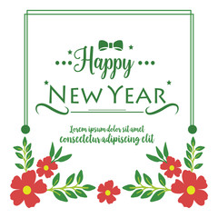 Template happy new year with design element red wreath frame. Vector