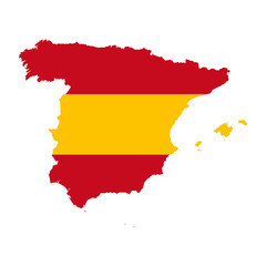 Vector illustration of Spain flag map. Vector map.