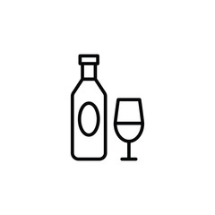 Stemware champagne line thin icon on white background. Vector illustration eps10.