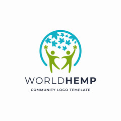 World Hemp or Cannabis Community Logo Template	