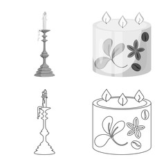 Vector design of relaxation and flame logo. Set of relaxation and wax vector icon for stock.