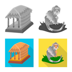 Vector design of and travel icon. Collection of and traditional stock vector illustration.