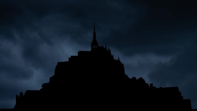 Mont Saint Michel: Thunderstorm and Lightning Time Lapse by Night, UNESCO World Heritage Site, Normandy, France