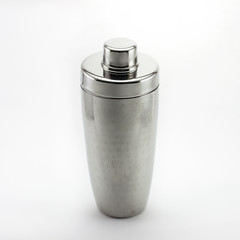 Stainless shaker on white background