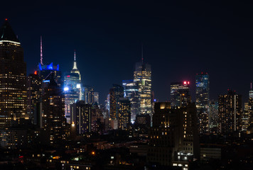 Fototapeta na wymiar Night view of Midtown Manhattan and Hell's Kitchen