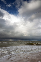 Baltic sea in windy autumn day.