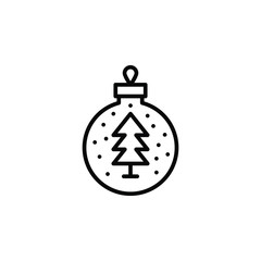 Christmas tree toy line thin icon on white background. Vector illustration eps10.