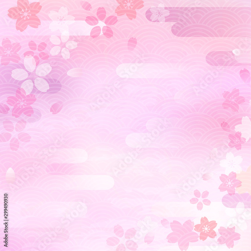 桜と雲の和風背景 Wall Mural Wallpaper Murals Wallsheaven Dragontiger8