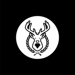Deer head logo isolated on black background