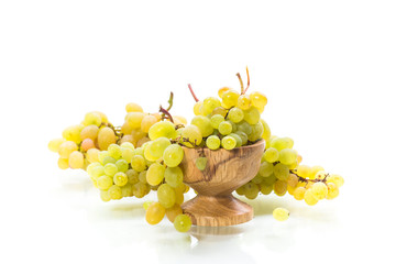 bunch of green grapes isolated on white