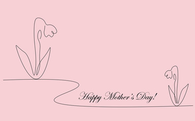 Happy mother's day card with snowdrop, vector illustration