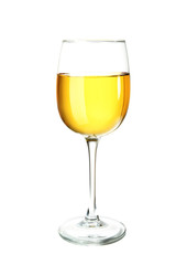 Glass of wine on white background