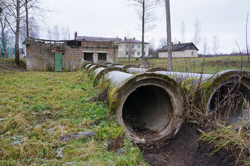 Large old concrete drain pipe