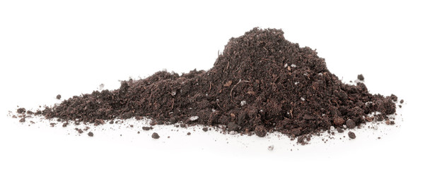 Heap of soil on white background