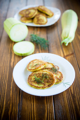 vegetable fritters made from green zucchini in a plate