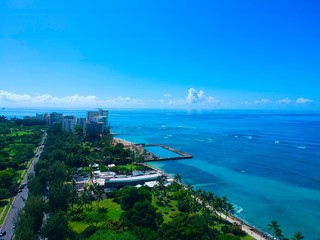 Fototapeta na wymiar aerial view of the Waikiki Beach