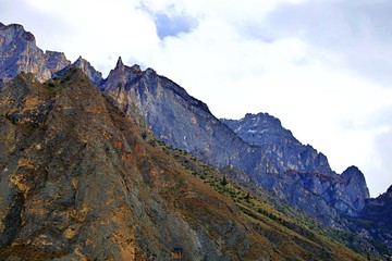 Nature landscape of rock mountains peak and sky 