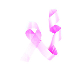 Bright ribbon on white background. Pink ribbon for breast cancer awareness month symbol. October...