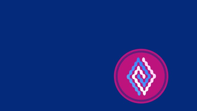 Graphic design that rotates on the lower side from right to left changing color, composed of colorful shapes and textures, in 16: 9 video format.