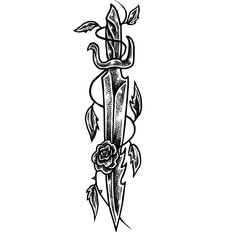 Blade Sword Roses Tattoo art