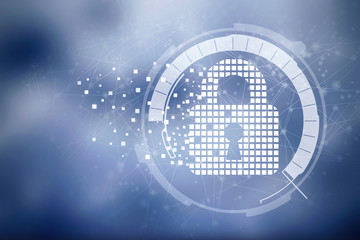 2d illustration Safety concept: Closed Padlock on digital background