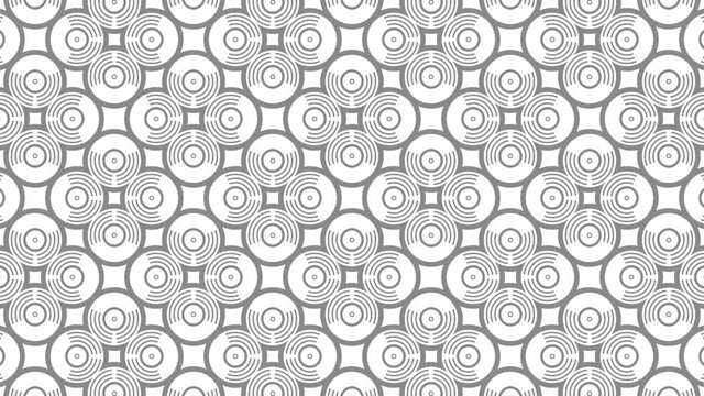 Graphic pattern in black and white with stroboscopic and hypnotic effect, while increasing in size and then reducing it, in 16: 9 video format