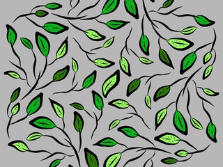 seamless pattern with green leaves