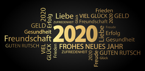 word cloud with new year 2020 greetings
