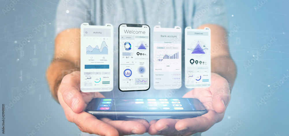 Poster application interface ui on a smartphone - 3d rendering
