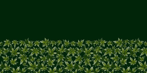  Cannabis leaf, Marijuana herb Seamless Vector pattern border