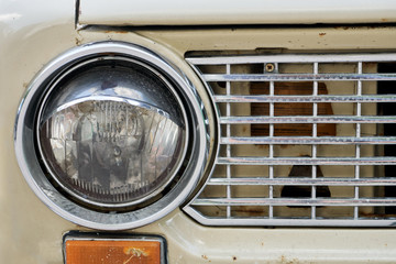 Headlight of old russian car zhuguli lada of the first model