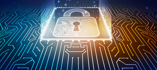 2d illustration Safety concept: Closed Padlock on digital background