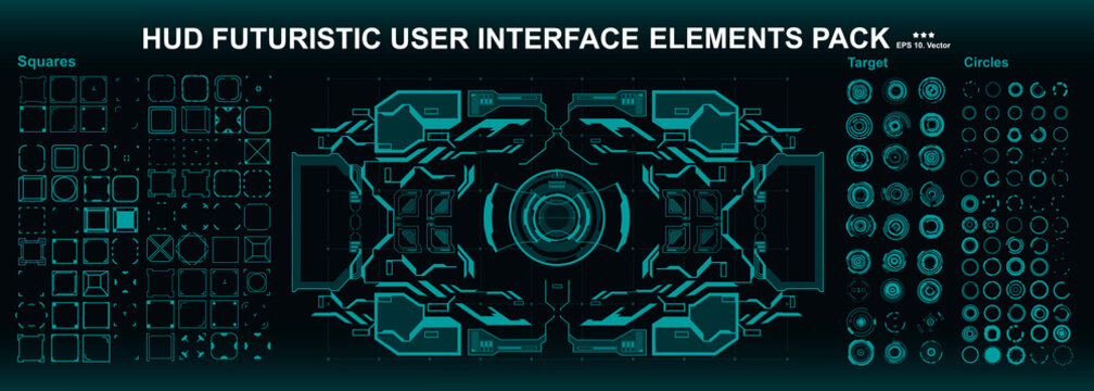 Sci-fi futuristic hud dashboard display virtual reality technology screen HUD interface elements