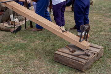 Close up of a catapult