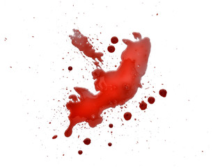 closeup drops of red blood isolated on white background,abstract pattern