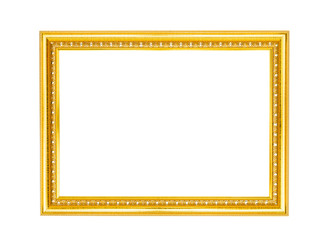 antique golden picture frame isolated on white background,clipping path