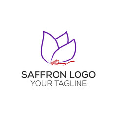 saffron logo vector, flower saffron logo design template